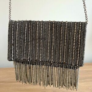 Express Aluminum Tassel Elegant Evening Clutch Handbag Party Chain Crossbody